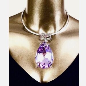 CLOSING SALE - LARGE FRENCH LAVENDER TEARDROP PENDANT